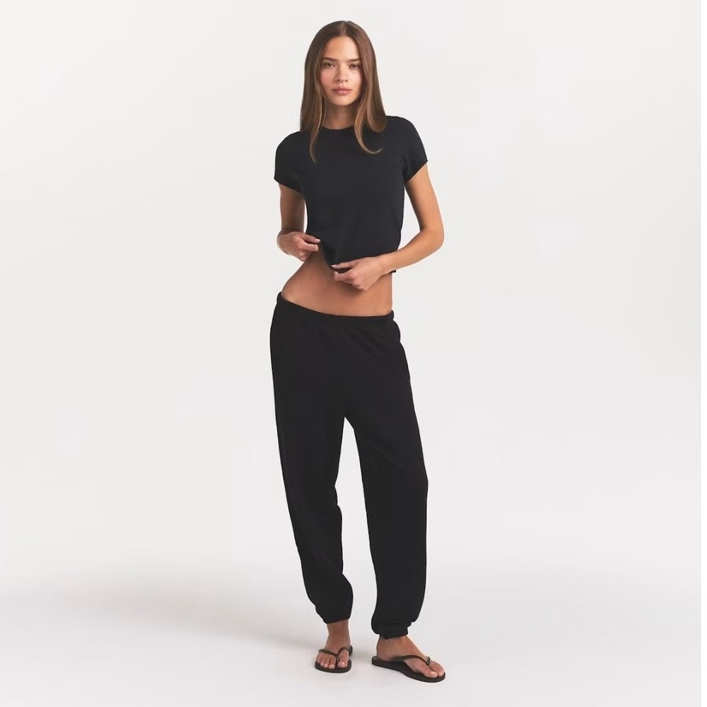 SKIMS Cotton Fleece Classic Jogger Onyx Black Baggy Sweatpants Size Small NWT